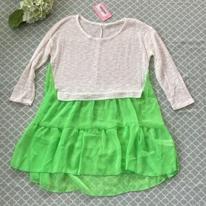 Orange Creek Green Chiffon Sweater Blouse S